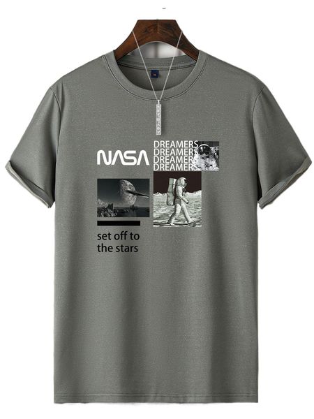 men astronaut and slogan graphic tee p80j#, White;black
men astronaut and slogan graphic tee p80j#, White;black
