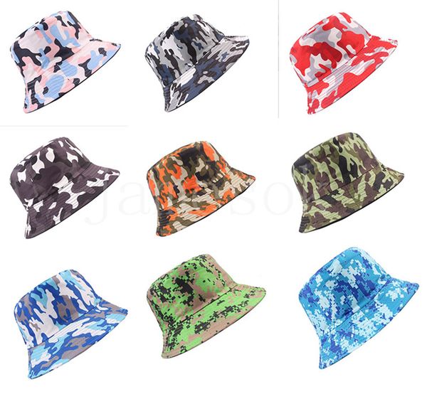 Image of Fashion Women Men Camouflage Bucket Hat Outdoor Sports Travel Beach Caps Fishermen Cap Sun Hats For Womens Mens DE583