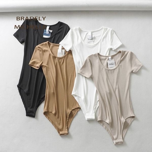 bradely michelle women slim shortsleeve deep oneck bodysuits female rompers streetwear jumpsuits y200401, Black;white
bradely michelle women slim shortsleeve deep oneck bodysuits female rompers streetwear jumpsuits y200401, Black;white