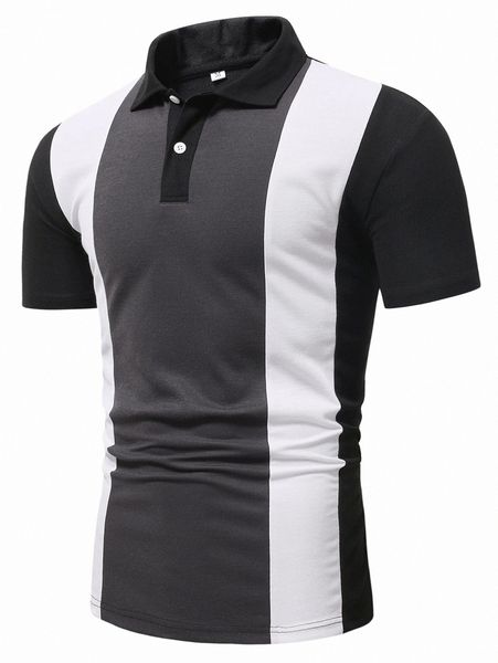 men color block polo shirt d349#, White;black
men color block polo shirt d349#, White;black