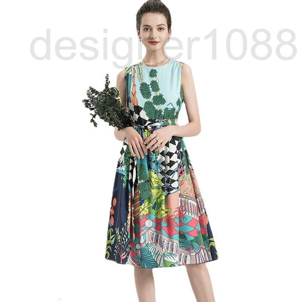 casual dresses designer spring and summer new women's printed round neck sleeveless middle style belt temperament vest dress fashion ce, Black;gray
casual dresses designer spring and summer new women's printed round neck sleeveless middle style belt temperament vest dress fashion ce, Black;gray
