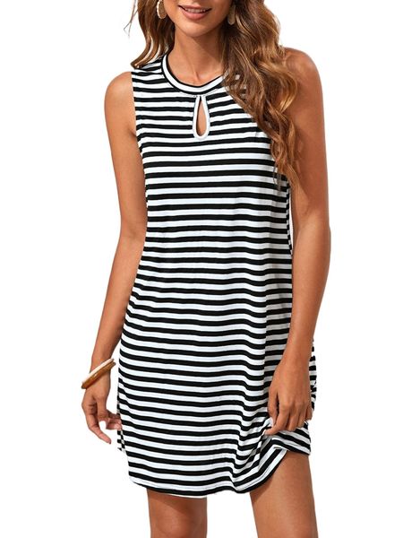 striped print keyhole neck tank dress a3lw#, Black;gray
striped print keyhole neck tank dress a3lw#, Black;gray