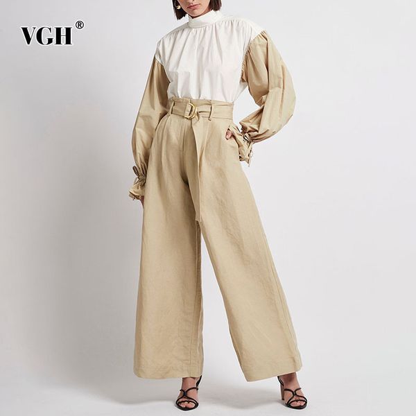korean two piece set for female stand collar lantern sleeve high waist wide leg pants casual set fashion 210507, White
korean two piece set for female stand collar lantern sleeve high waist wide leg pants casual set fashion 210507, White