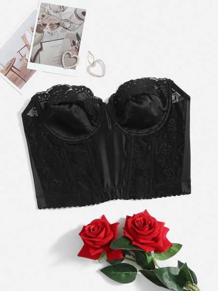 contrast lace satin glue bone underwire bra z1cg#, Black;red 
contrast lace satin glue bone underwire bra z1cg#, Black;red