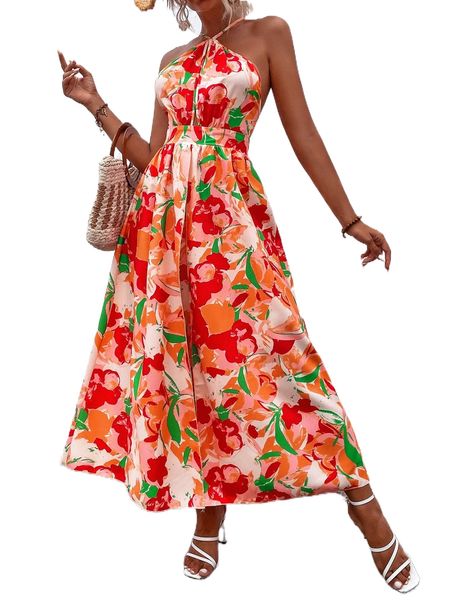 floral print criss-cross tie backless wrap halter hem dress 31zh#, Black;gray
floral print criss-cross tie backless wrap halter hem dress 31zh#, Black;gray