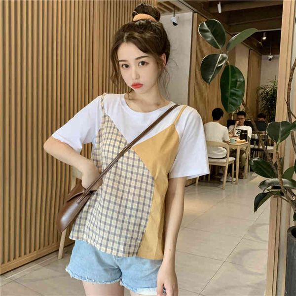 100% cotton basic fashion patkwork vintage short sleeve oneck women street all match summer tshirts 210426, White
100% cotton basic fashion patkwork vintage short sleeve oneck women street all match summer tshirts 210426, White