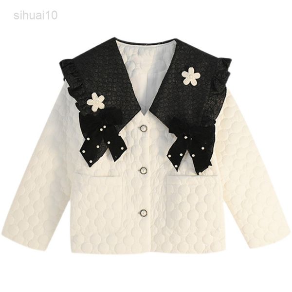 blazer jacket beaded women ruffles navy collar short cotton coat women winter black and white contrast loose cotton coat l220725
blazer jacket beaded women ruffles navy collar short cotton coat women winter black and white contrast loose cotton coat l220725
