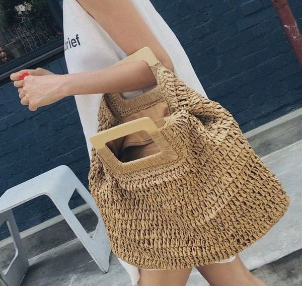 casual rattan large capacity tote for women wicker woven wooden handbags summer beach straw bag lady big purses travel sac
casual rattan large capacity tote for women wicker woven wooden handbags summer beach straw bag lady big purses travel sac