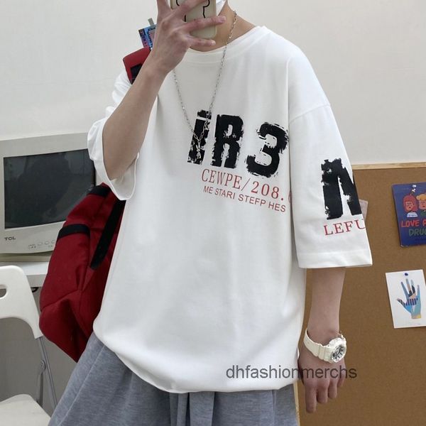 designer t shirt new short sleeve tshirts mens round neck tank 5 4 sleeve brand youth loose backing summer clothes, White;black
designer t shirt new short sleeve tshirts mens round neck tank 5 4 sleeve brand youth loose backing summer clothes, White;black