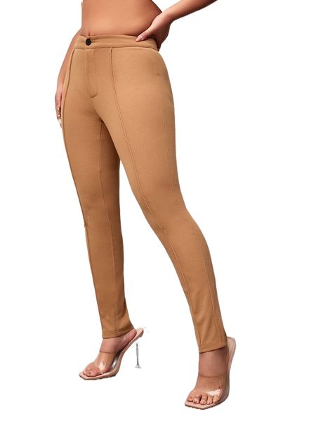 petite solid button front zip fly pants k0jy#, Black;white