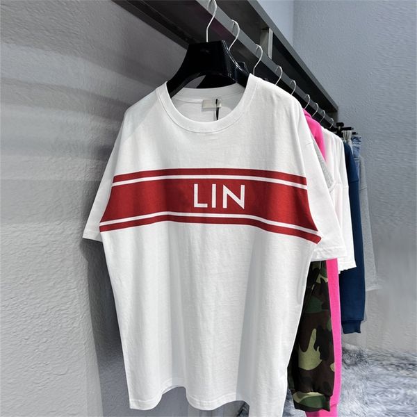 spring high version red stripe loose cotton casual versatile men's women's t-shirt 80% off factory wholesale, White
spring high version red stripe loose cotton casual versatile men's women's t-shirt 80% off factory wholesale, White
