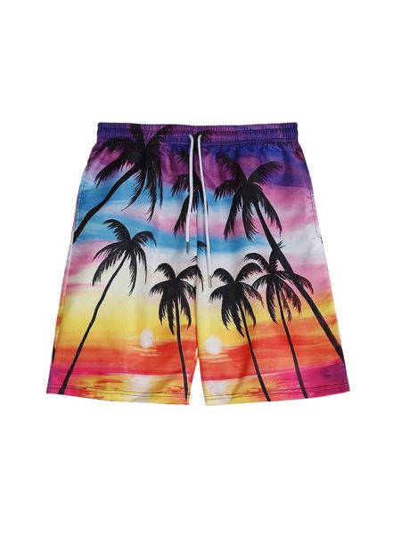 romwe guys tropical print shorts j3db#, White;black