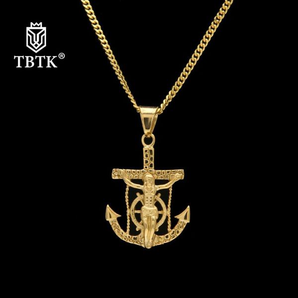 pendant necklaces tbtk punk crucifix jesus cross navy rudder anchor necklace classic gold chain men stainless steel jewelry wholesale, Silver
pendant necklaces tbtk punk crucifix jesus cross navy rudder anchor necklace classic gold chain men stainless steel jewelry wholesale, Silver