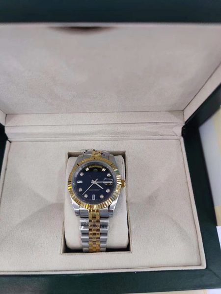 with original box datejust 41mm watch black diamond dial bezel 2813 automatic mens watches steel two tone gold jubilee bracelet wristwatches, Slivery;brown
with original box datejust 41mm watch black diamond dial bezel 2813 automatic mens watches steel two tone gold jubilee bracelet wristwatches, Slivery;brown