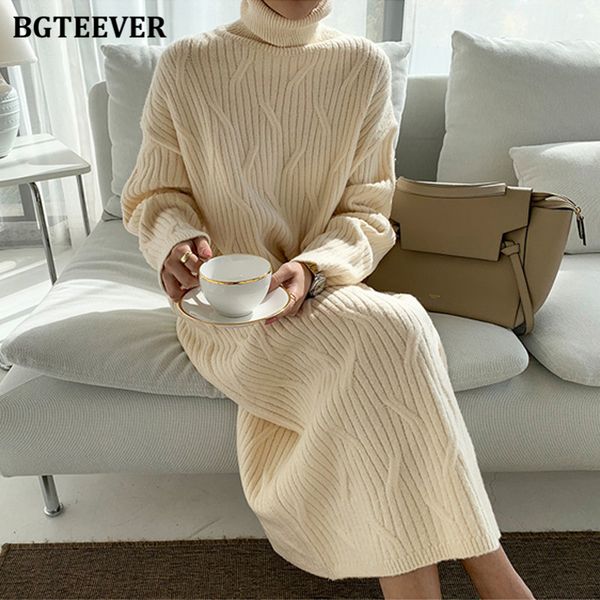 bgteever elegant turtleneck thick warm loose women knitted dress solid vestidos autumn winter straight sweater dress women 2021, Black;gray
bgteever elegant turtleneck thick warm loose women knitted dress solid vestidos autumn winter straight sweater dress women 2021, Black;gray