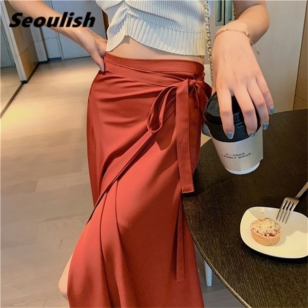 seoulish summer elegant stain women aline long skirts side split high waist fashionable umbrella beach female skirts 220701, Black
seoulish summer elegant stain women aline long skirts side split high waist fashionable umbrella beach female skirts 220701, Black
