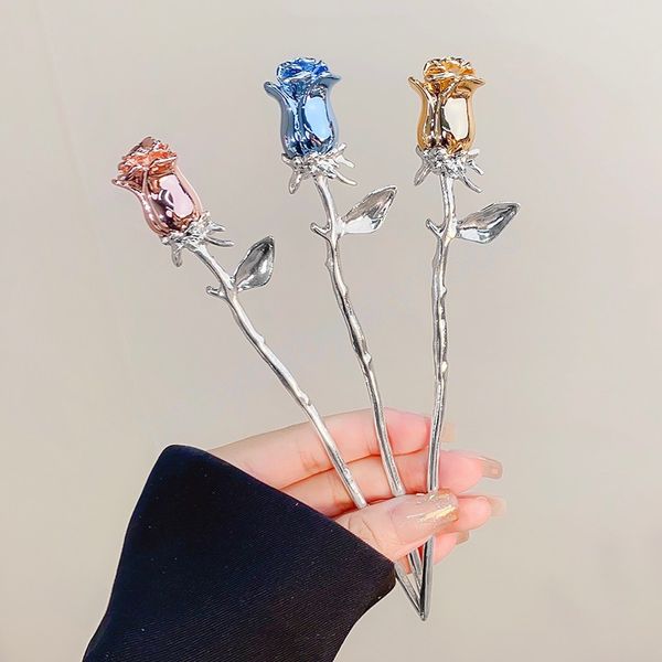 women vintage rose flower metal hair sticks lady elegant long hairpin hair clips fashion hair accessories, Slivery;white
women vintage rose flower metal hair sticks lady elegant long hairpin hair clips fashion hair accessories, Slivery;white