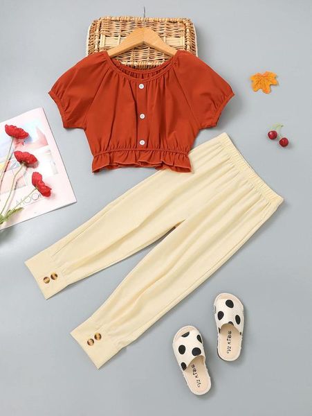 toddler girls raglan sleeve peplum & button hem pants she, White
toddler girls raglan sleeve peplum & button hem pants she, White