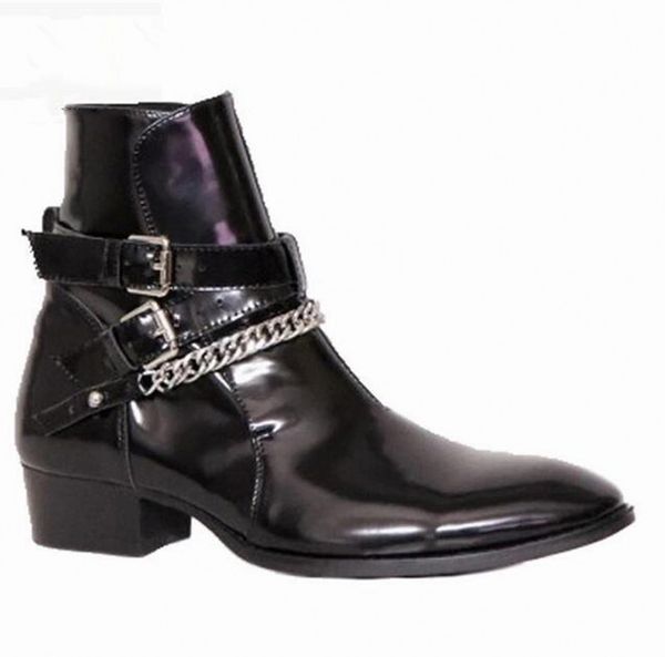 silver chains boots gentlemen chelse shoes cow leather winter western booties high shoes, Black
silver chains boots gentlemen chelse shoes cow leather winter western booties high shoes, Black