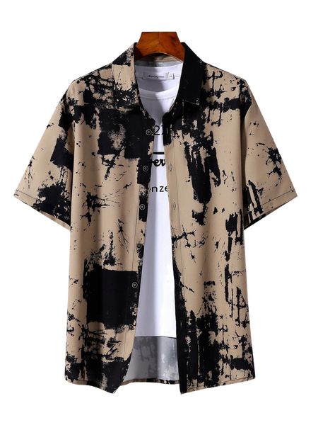 men tie dye print shirt without tee s6fs#, White;black
men tie dye print shirt without tee s6fs#, White;black