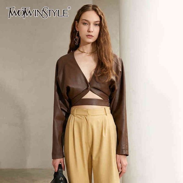 vintage pu leather jacket for women v neck long sleeve hollow out short jackets female fashion clothing 210423, Black
vintage pu leather jacket for women v neck long sleeve hollow out short jackets female fashion clothing 210423, Black
