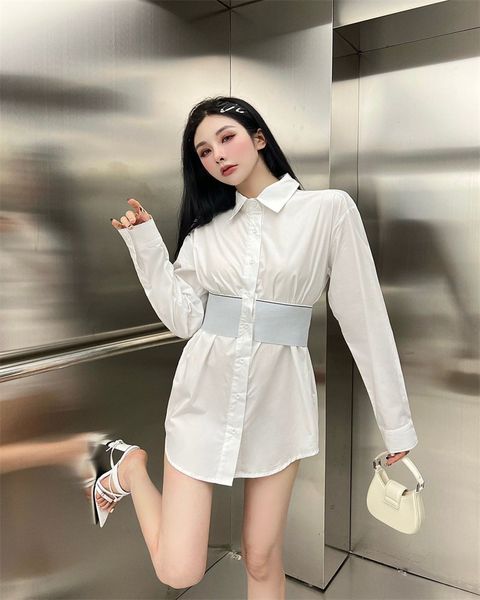 women casual long sleeve polo shirt collar dress waist slimming with belt skirt for summer solid black white, Black;gray
women casual long sleeve polo shirt collar dress waist slimming with belt skirt for summer solid black white, Black;gray