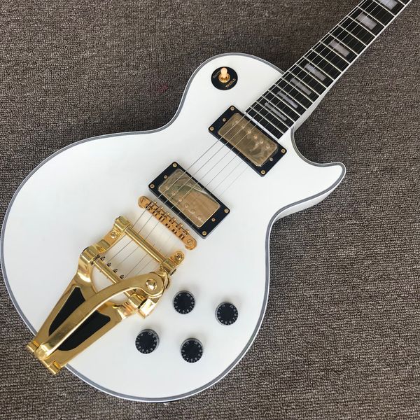 high-quality white ebony bound electric guitar 2 pickup gold hardware vibrato system guitar
high-quality white ebony bound electric guitar 2 pickup gold hardware vibrato system guitar