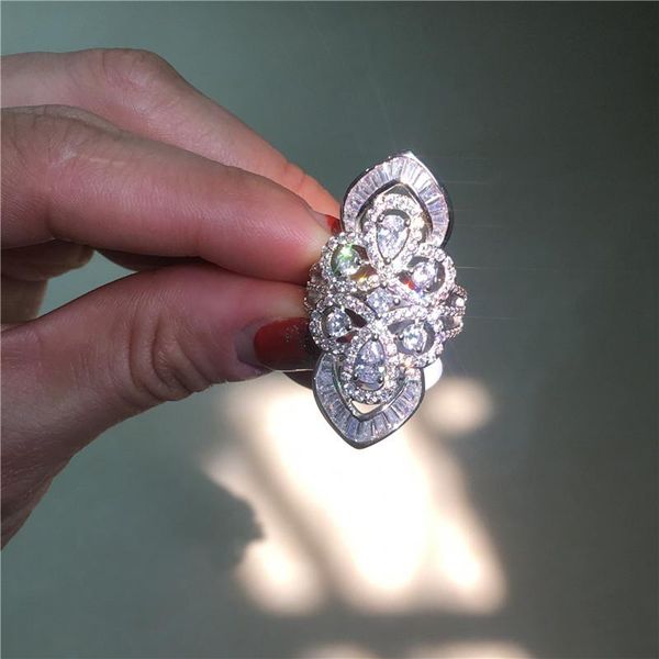 cluster rings vecalon handmade court promise ring 925 sterling silver cz engagement wedding band for women bridal party jewelry, Golden;silver
cluster rings vecalon handmade court promise ring 925 sterling silver cz engagement wedding band for women bridal party jewelry, Golden;silver