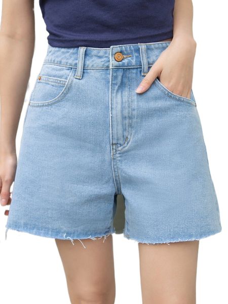 dazy slant pockets raw hem denim shorts m0dd#, White;black