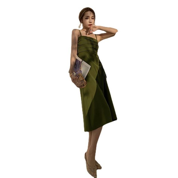 ladies casual dress summer new mid-length avocado green small fairy skirt a-word waist drawstring suspender holiday dress female, Black;gray
ladies casual dress summer new mid-length avocado green small fairy skirt a-word waist drawstring suspender holiday dress female, Black;gray