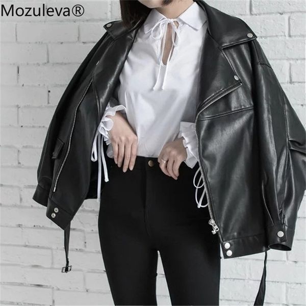 mozuleva autumn retro soft faux leather pu jacket women loose punk coat female v neck moto biker rivet zipper street overcoat 210923, Black
mozuleva autumn retro soft faux leather pu jacket women loose punk coat female v neck moto biker rivet zipper street overcoat 210923, Black