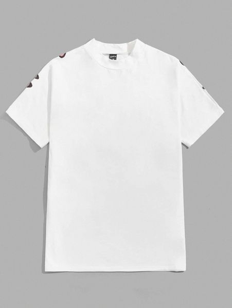 men mock neck letter graphic tee f69y#, White;black 
men mock neck letter graphic tee f69y#, White;black