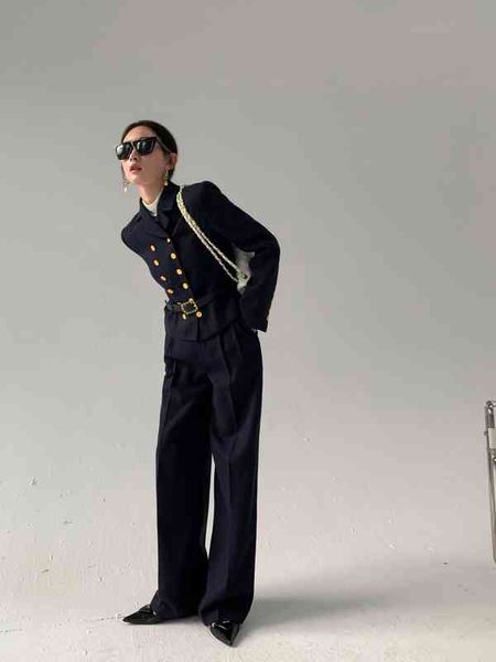 women's tracksuits gold button 28 long legs super thin proportion handsome temperament black sye6, Gray
women's tracksuits gold button 28 long legs super thin proportion handsome temperament black sye6, Gray