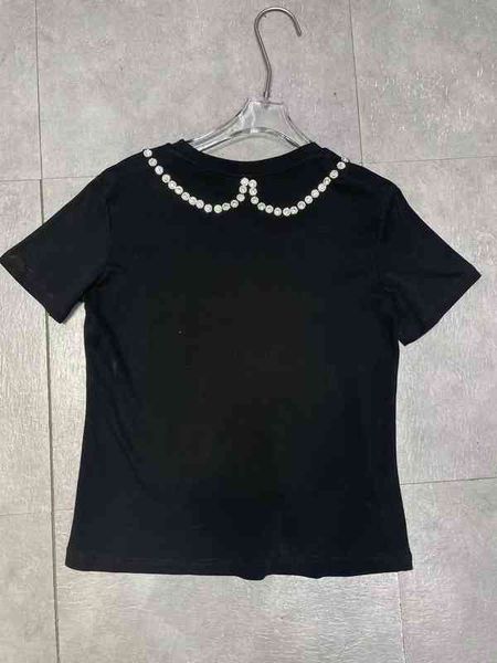 short sleeve autumn heavy industry nail drill bow tie doll neck letter bead loose casual t-shirt, White
short sleeve autumn heavy industry nail drill bow tie doll neck letter bead loose casual t-shirt, White
