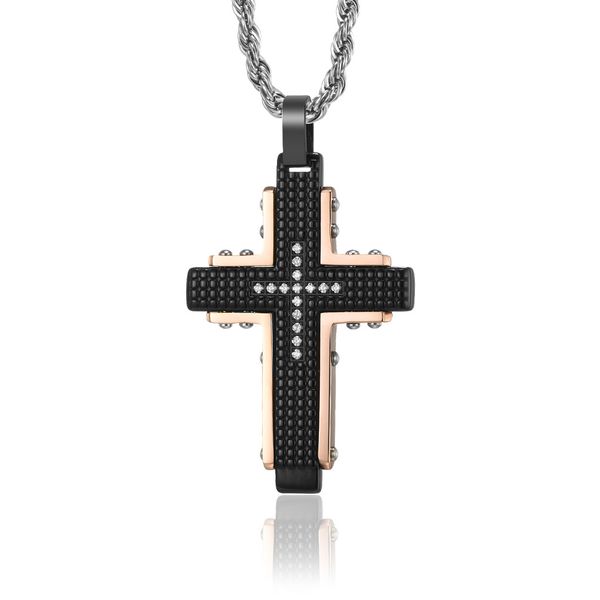 new men's titanium steel lattice diamond inlaid two-color cross pendant boys men's necklace fashion with 55cm chain, Silver
new men's titanium steel lattice diamond inlaid two-color cross pendant boys men's necklace fashion with 55cm chain, Silver