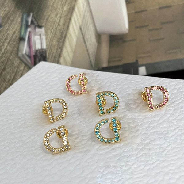 colorful crystal cz zircon letters stud earrings pink blue white diamond d gold ear rings with stamp party jewelry gift, Golden;silver 
colorful crystal cz zircon letters stud earrings pink blue white diamond d gold ear rings with stamp party jewelry gift, Golden;silver