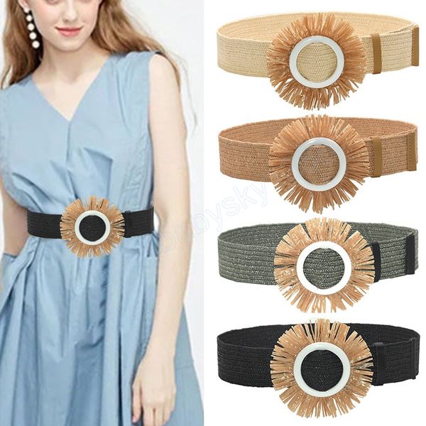 pp grass round buckle waist belts vintage bohemian wide plastic belt woven decorative waistbands casual weave fake straw belt, Black
pp grass round buckle waist belts vintage bohemian wide plastic belt woven decorative waistbands casual weave fake straw belt, Black