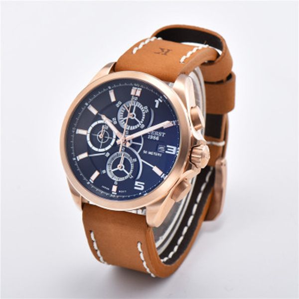 2022 new men watch steel case metal brown leather strap japan vd57 quartz chronograph movement mens sport watches, Slivery;brown
2022 new men watch steel case metal brown leather strap japan vd57 quartz chronograph movement mens sport watches, Slivery;brown