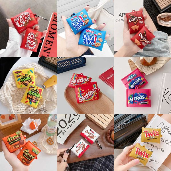 3d airpods cases earphone accessories chocolate candy chips silicone case for airpod pro 2 1 protective earphone charging box