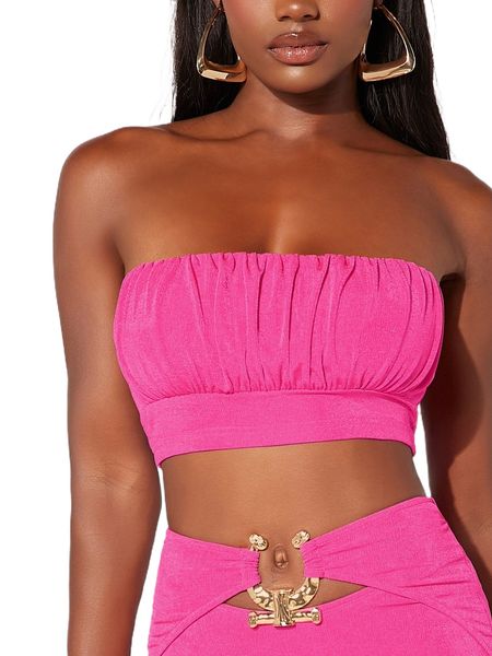 ruched crop tube h9cc#, White