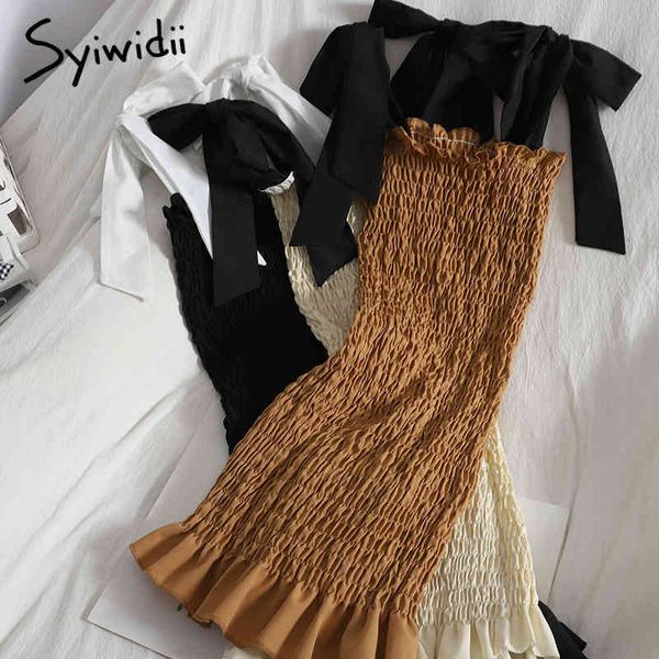spliced bandage bow folds sheath elastic high waist camis dresses women slash neck summer fashion clothing 210415, Black;gray
spliced bandage bow folds sheath elastic high waist camis dresses women slash neck summer fashion clothing 210415, Black;gray