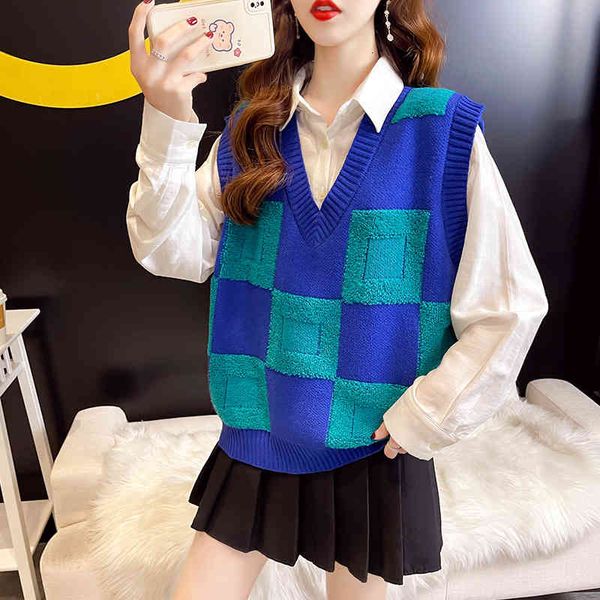 women's polos spring small fragrance sleeveless vest loose and thin lazy checkerboard versatile v-neck sweater 9ojs, White
women's polos spring small fragrance sleeveless vest loose and thin lazy checkerboard versatile v-neck sweater 9ojs, White