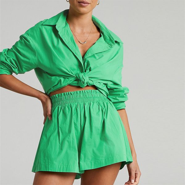women's tracksuits spring women green casual short set tracksuit loungewear two piece women outfits oversized long shirt and high waist, Gray
women's tracksuits spring women green casual short set tracksuit loungewear two piece women outfits oversized long shirt and high waist, Gray