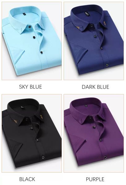 men's dress shirts smart casual summer camisa men short sleeve white turn down collar business mens anti-wrinkle easy care fashion desi, White;black
men's dress shirts smart casual summer camisa men short sleeve white turn down collar business mens anti-wrinkle easy care fashion desi, White;black