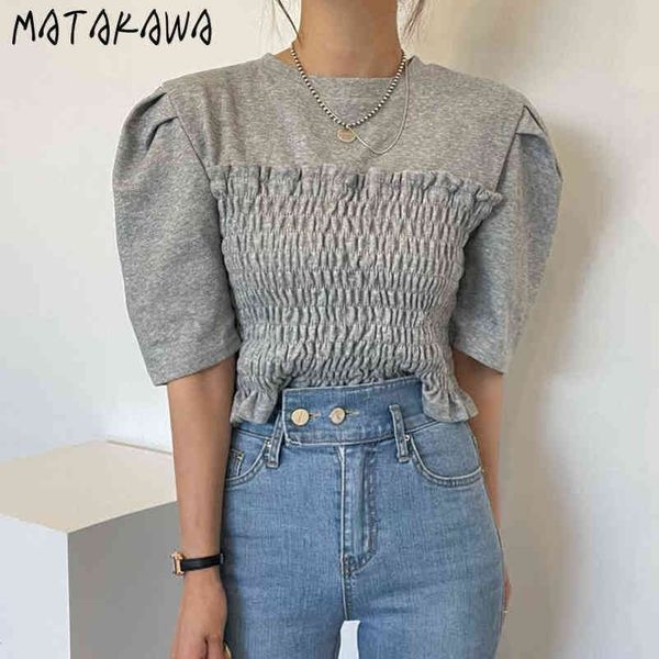 summer woman tshirts round neck pullover fungus t shirt for women splicing folds slim shortsleeved tshirt 210506, White
summer woman tshirts round neck pullover fungus t shirt for women splicing folds slim shortsleeved tshirt 210506, White