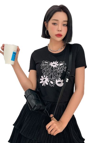 dazy floral & slogan graphic tee g0ld#, White 
dazy floral & slogan graphic tee g0ld#, White