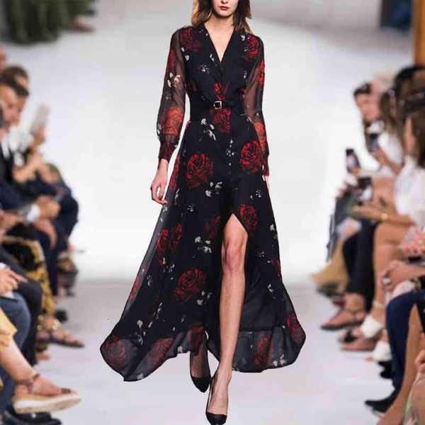 casual dresses early autumn women's rose flower print small lapel single breasted dress with belt, Black;gray
casual dresses early autumn women's rose flower print small lapel single breasted dress with belt, Black;gray