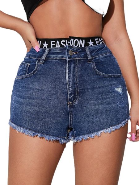 letter tape raw hem denim shorts p9n4#, White;black
letter tape raw hem denim shorts p9n4#, White;black