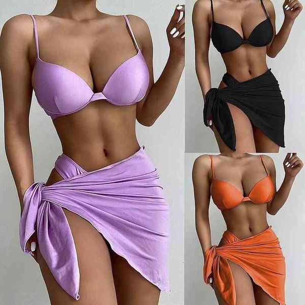 designer women's swimsuit bikini 2022 foreign trade solid color three piece hard cover swimsuit gathered split big cht beach bikini wom, White;black
designer women's swimsuit bikini 2022 foreign trade solid color three piece hard cover swimsuit gathered split big cht beach bikini wom, White;black