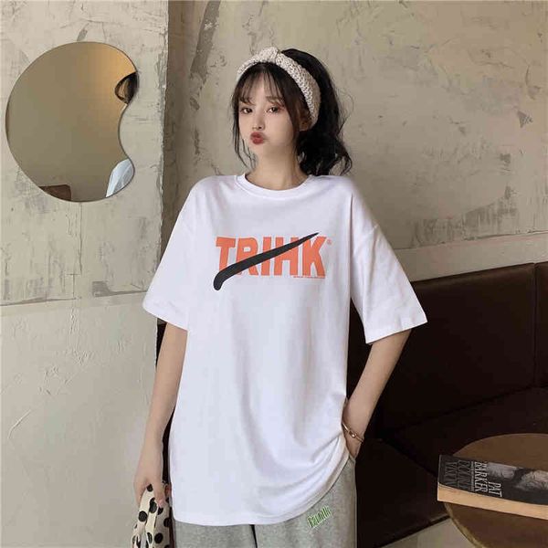 3 sizes mxl simple letter printed fresh korean style short sleeve summer fashion oneck basic all match womne tees 210426, White
3 sizes mxl simple letter printed fresh korean style short sleeve summer fashion oneck basic all match womne tees 210426, White